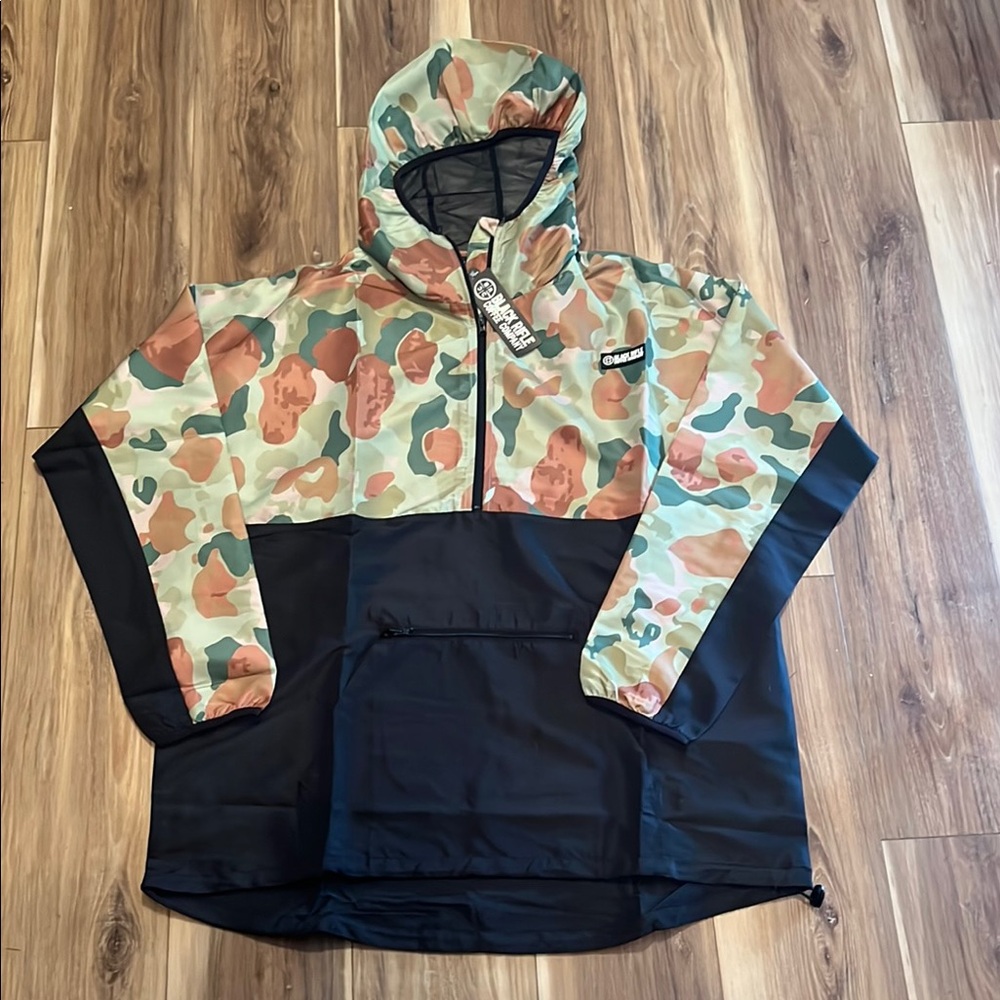 Black Rifle Men 2XL Camo Black Light Packable Anorak WindbreakerJacket 34”L 22”S